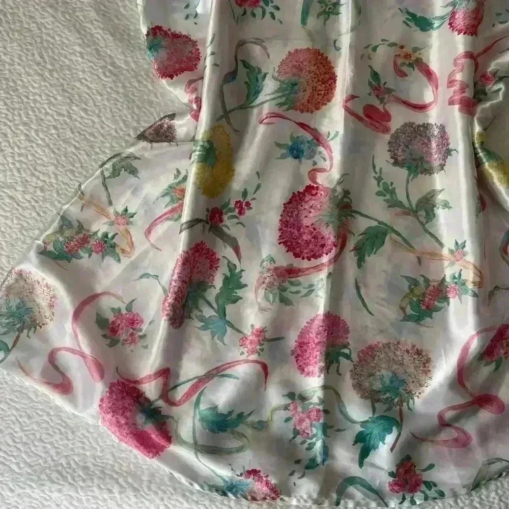 Vintage pink floral chemise women’s XL lace appliqué satin dainty delicate - Picture 3 of 4